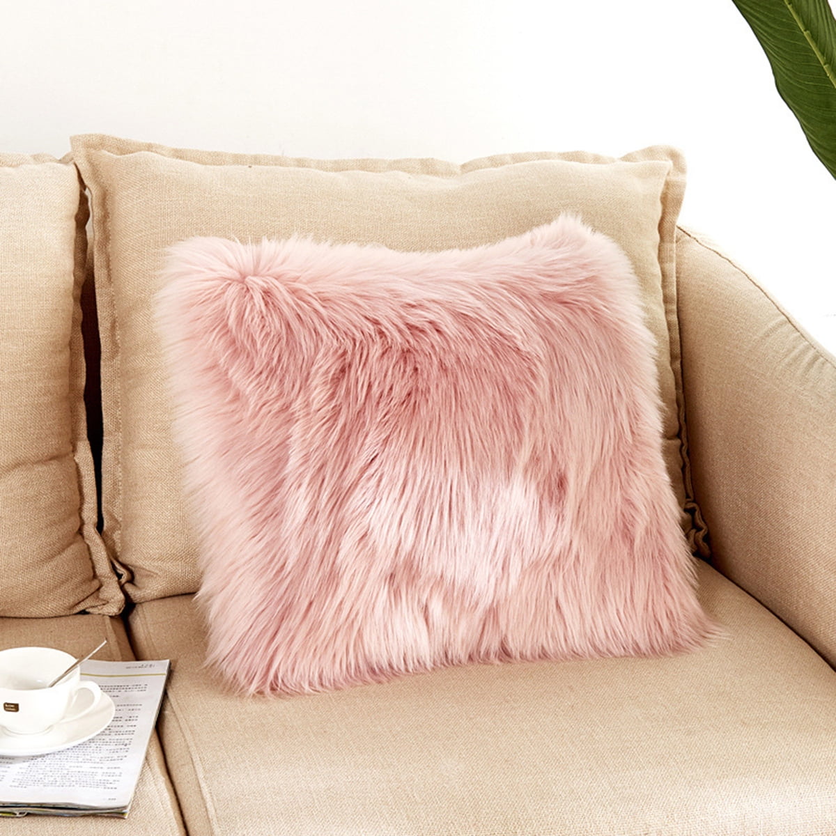 furry pink pillow