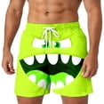 thumbnail image 3 of Mens Board Shorts Swimwear Funny Face Print 5 Inch Swim Trunks Lightweight Drawstring Beach Shorts Relaxed Fit Summer Light Green S, 3 of 5