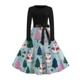 thumbnail image 2 of Christmas Dresses for Women Women's Fashionable And Elegant Autmn And Winter Long-sleeved Round Neck Christmas Print Dress for Holiday Party,Sky Blue,2XL, 2 of 5