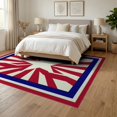 thumbnail image 3 of ODIKA 6'x9' Washable Area Rug Front Patriotic Door Striped Burst Bold Stripe Border Generic for Queen Size Bedroom, Under Bed, Master Suite, Easy Care, Non-Shedding, 3 of 7