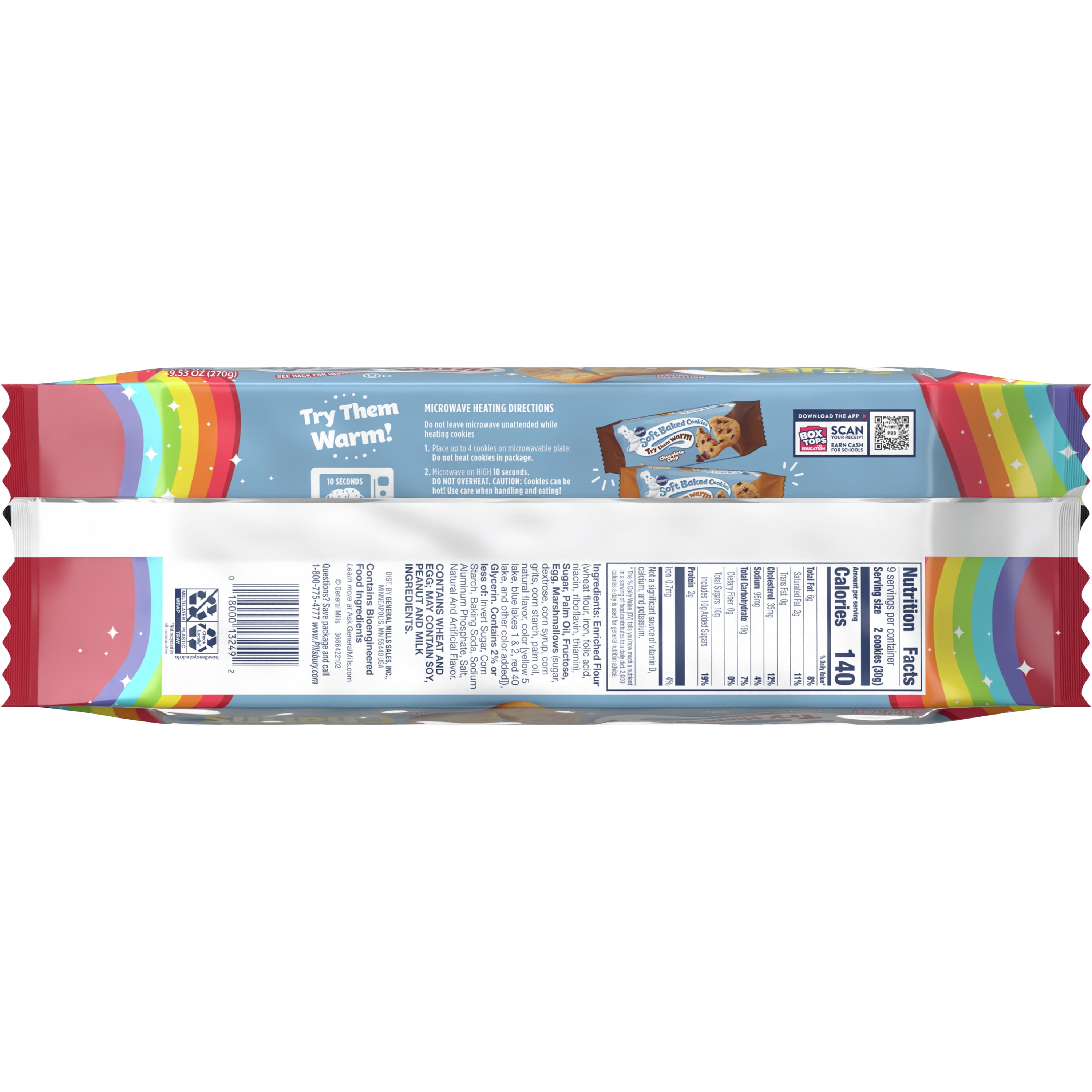 (4 pack) Pillsbury Soft Baked Cookies, Lucky Charms, 9.53 oz, 18 Ct