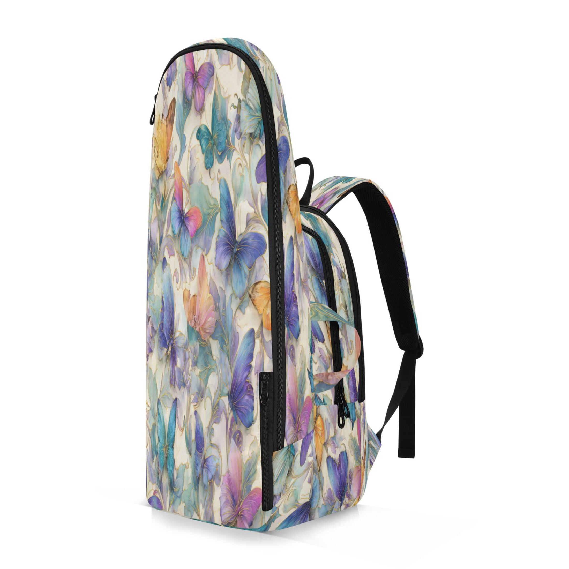 2 Racquet Holder Tennis Backpack Tennis Racket Covers Gym Bags Elegant Watercolor Butterfly Painting
