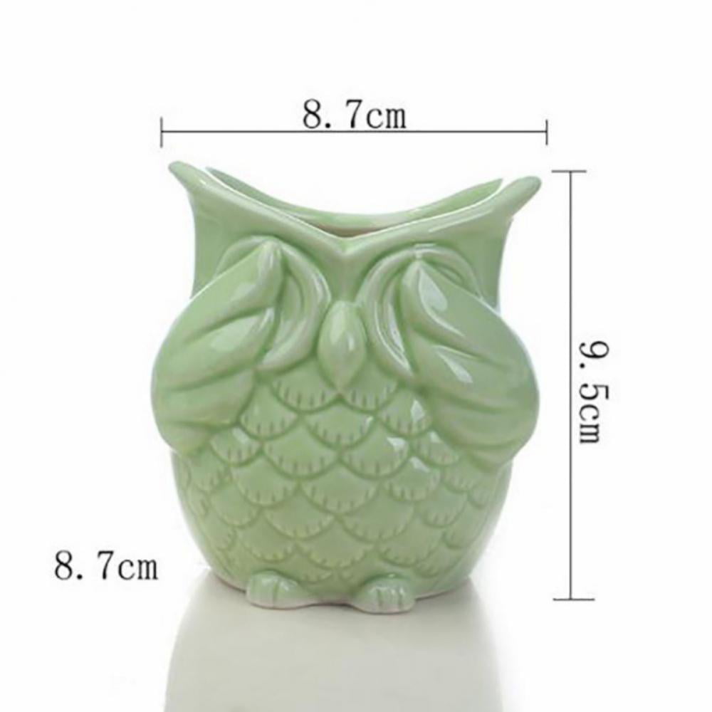 Cute Animal Cactus Flower Ceramic Owl Succulent Planter Pot with Drainage Tray 