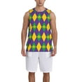 thumbnail image 4 of Gaeub Mardi Gras Men's Mesh Basketball Jersey, Quick-Drying Sleeveless Top S-4XL, Loose Muscle Tank Top -Small, 4 of 9