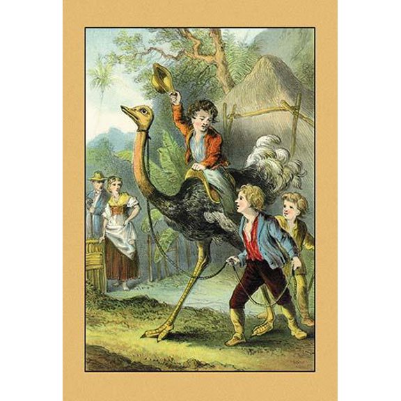 The Swiss Family Robinson: Training the Ostrich-Fine Art Canvas Print (20" x 30")