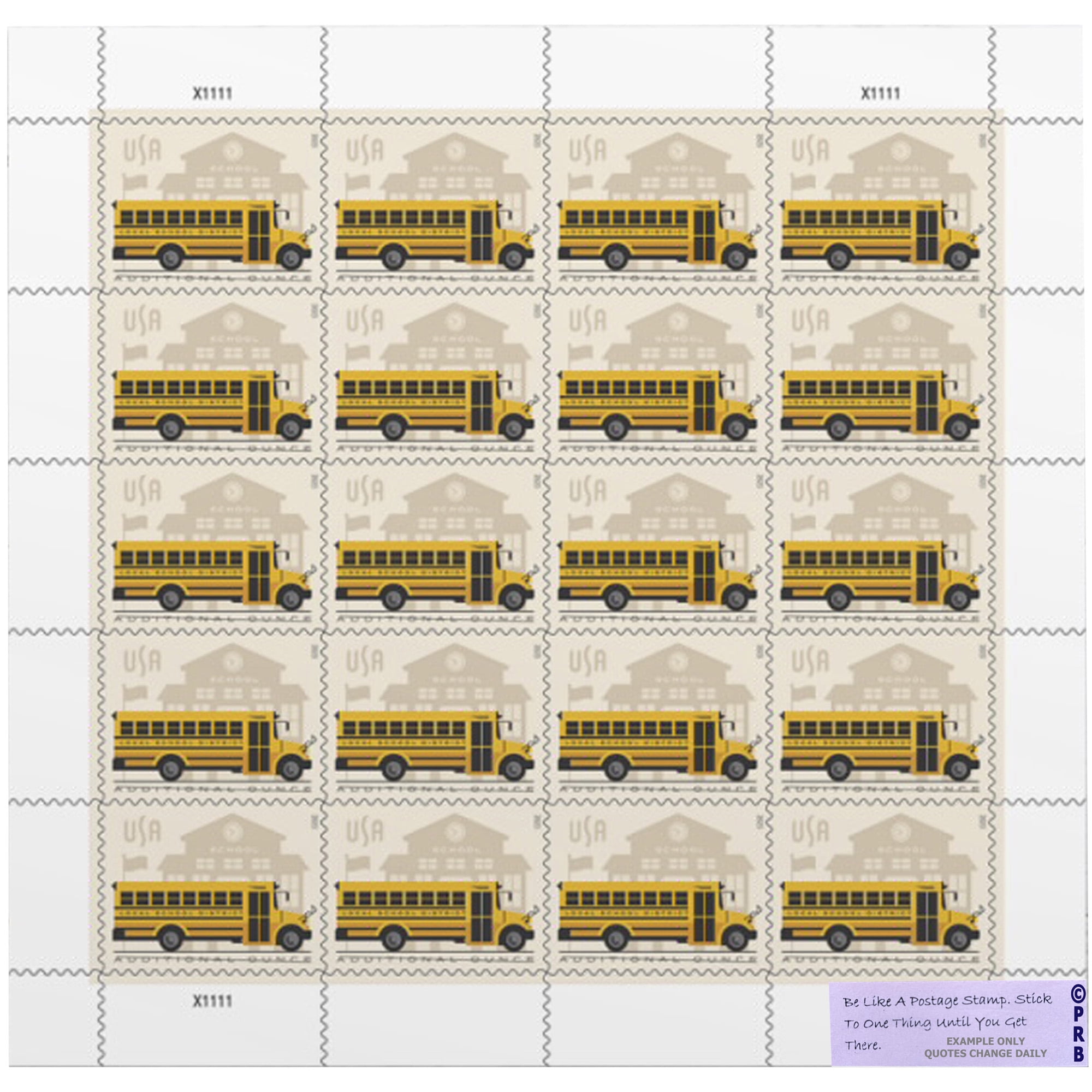 School Bus ADDITIONAL OUNCE USPS Postage Stamps 1 Sheet Of 20 Students school-bus-additional-ounce-usps-postage-stamps-1-sheet-of-20-students