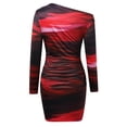thumbnail image 4 of DHFJKG One Shoulder Bodycon Women Long Sleeve Mini Dress Asymmetric Slim Fit Tie Dye Casual Dresses Club Party Wear Trendy Dresses, 4 of 7