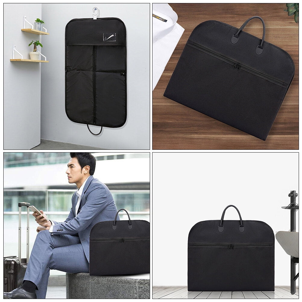 FENGGUIQU 1Pc Black Suit Garment Bag with Double Handles for Business and Travel Use