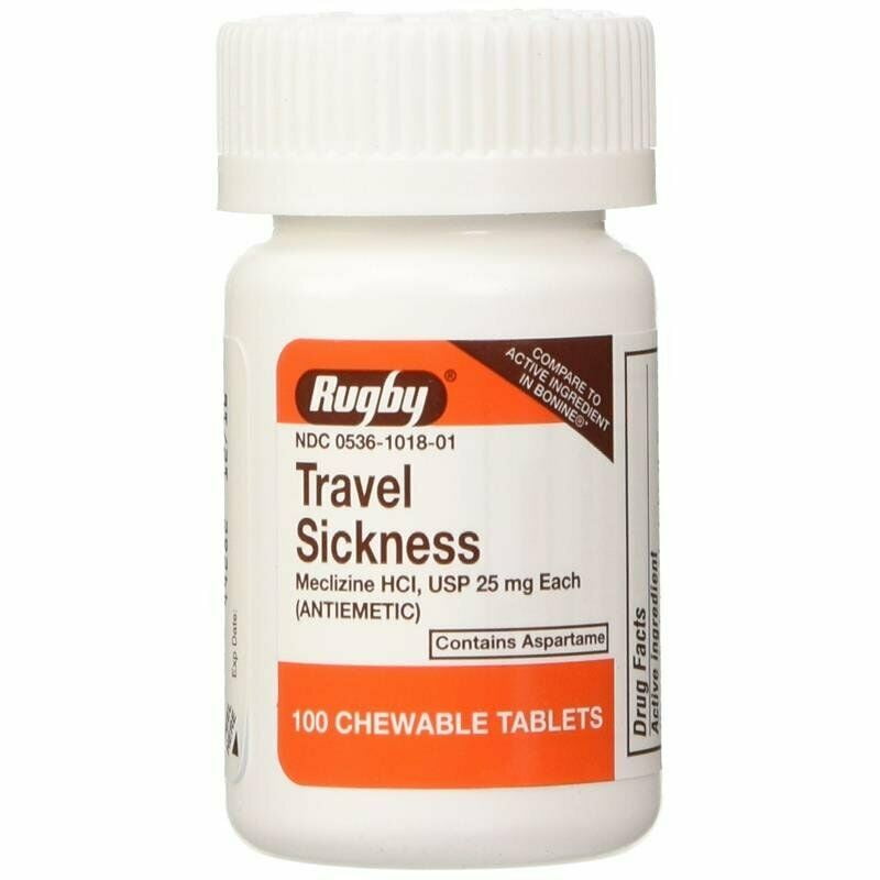 Travel Sickness Chewables 25MG 100 Count per Bottle 3 Pack