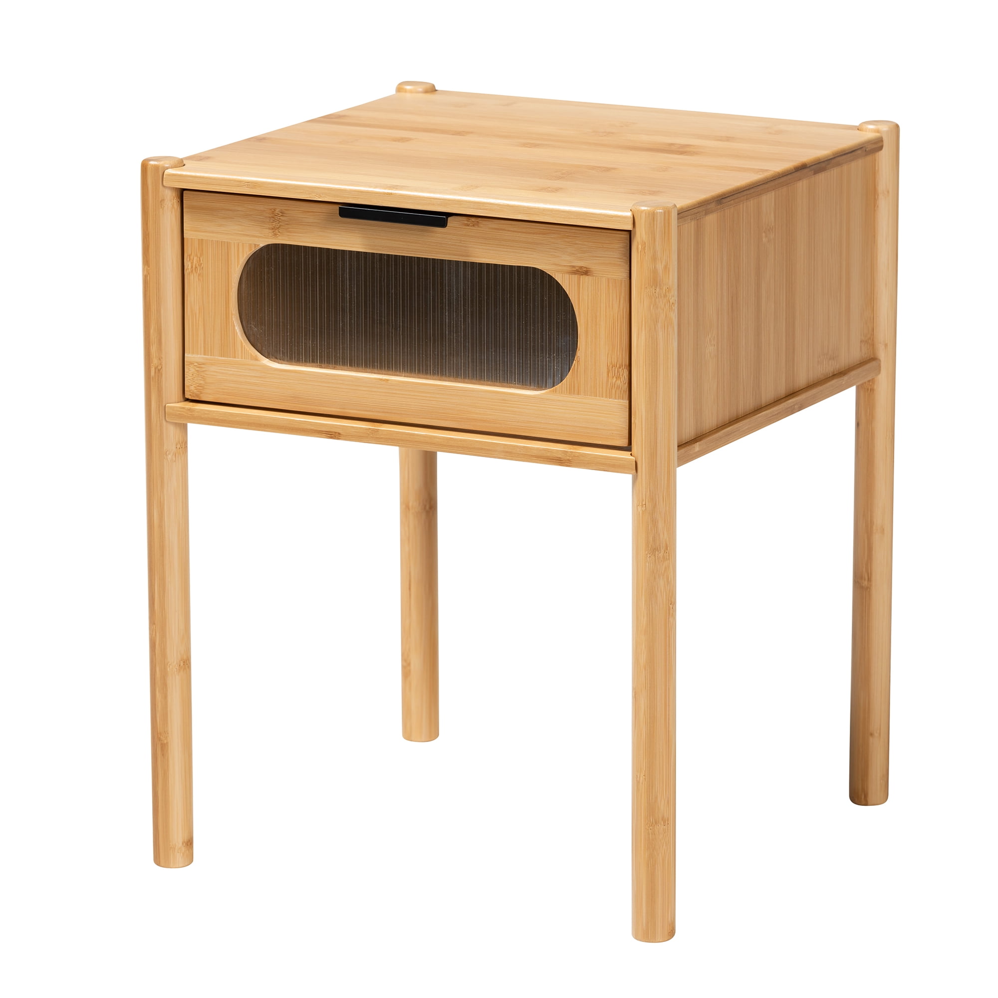 Baxton Studio Naresh Mid-Century Modern Transitional Natural Brown Bamboo Wood 1-Drawer End Table