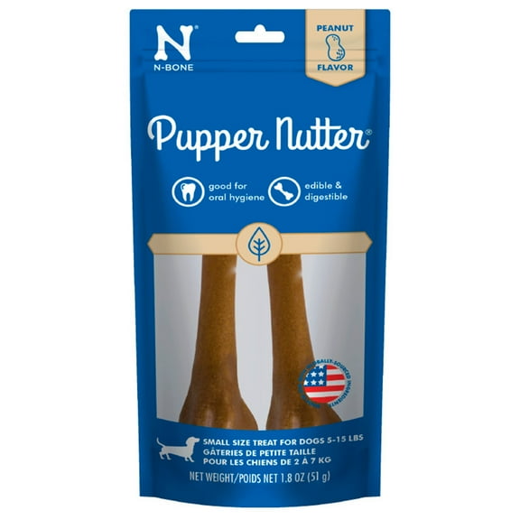 NBone - Pupper Nutter Dental Dog Treat Small Peanut Flavor - 2 Pack