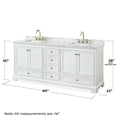 thumbnail image 5 of Wyndham Collection Deborah 80" Wood & Metal Double Bathroom Vanity in White/Gold, 5 of 6