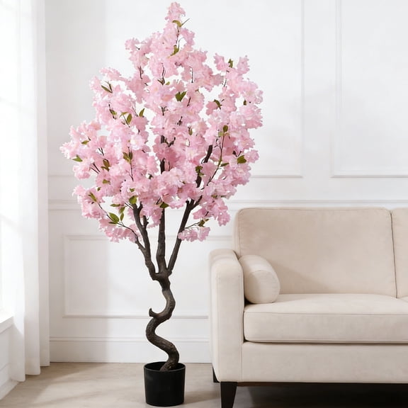 TOARTi 6ft Artificial Cherry Blossom Tree Light Pink Fake Flower Faux Silk Leaves Handmade Plant For Home Office Indoor Outdoor Wedding Decor