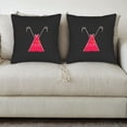 thumbnail image 3 of Set of 2 Throw Pillow Covers 18x18in - Black with Red Dress Design & White Handles Perfect for Couch Bed or Car Decor, 3 of 8