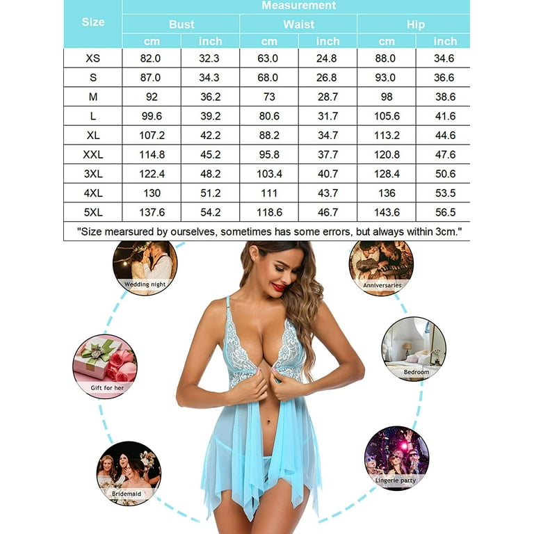 Avidlove Babydoll Lingerie for Women Maternity Lingerie Nightgown Lace  Nighties Pajama for Women Blue 