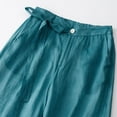 thumbnail image 5 of QATAINLAV Cropped Trousers for Women Summer Casual Tie Waist Capris Pant Loose Wide Leg Cotton Linen Lounge Pants Solid Color Capri Pajama Bottoms with Pockets The Today Show Steals and Deals Blue XXL, 5 of 9