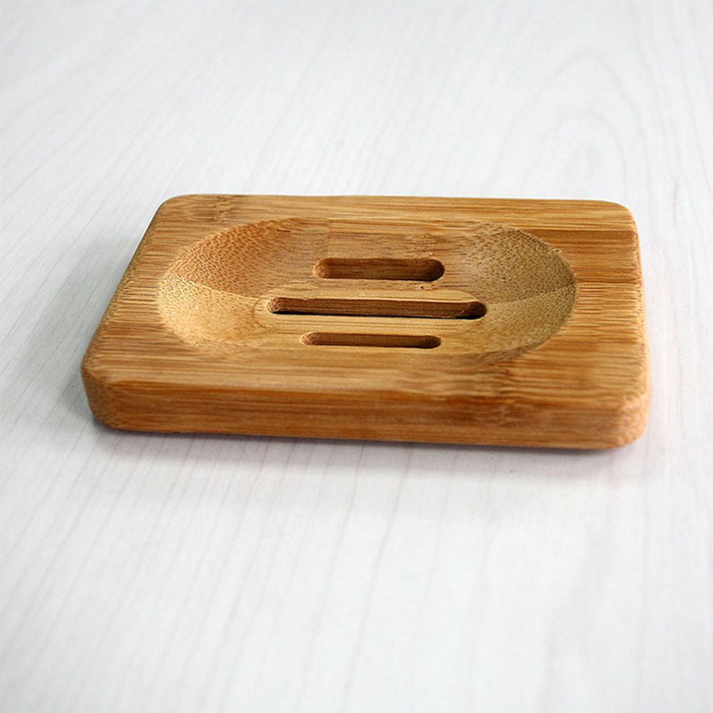 Natural Bamboo Wood Bathroom Shower Soap Tray Dish Storage Holder Plate Tool SA 