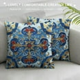 thumbnail image 3 of WERPE  Decorative Throw Pillow Cover, Boho Vintage Farmhouse Cottage Floral Knit Pattern, Cushion Case for Sofa Couch Living Room (Navy Blue), 3 of 5