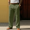 thumbnail image 2 of Men's Lightweight Dress Pants Cotton Linen Casual Summer Beach Wedding Trousers Event Slacks Occasion Bottoms, Army Green M, 2 of 5
