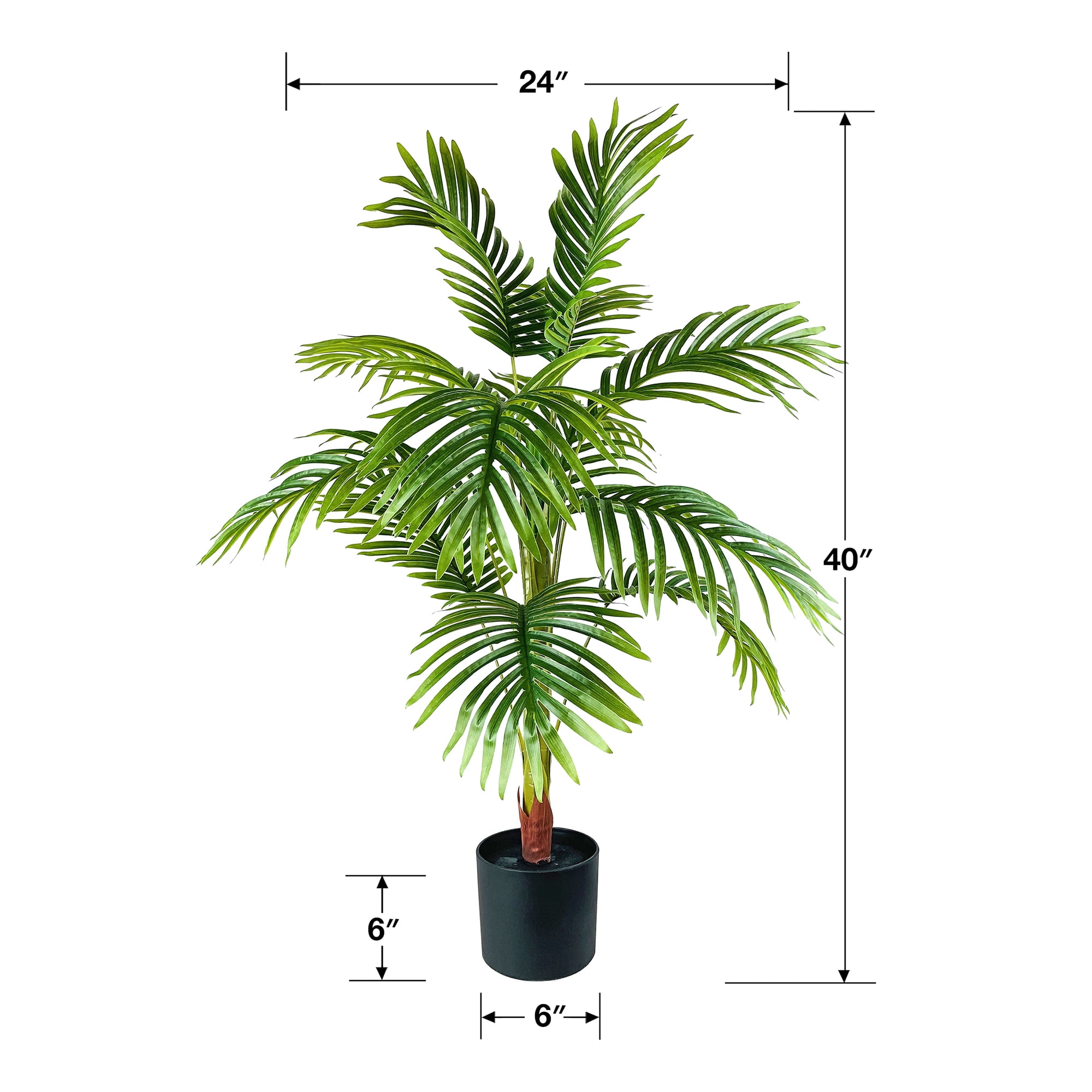 (2 pack) Mainstays Artificial Plant, Palm Plant, 3.33 ft, Black Plastic Pot