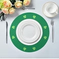 thumbnail image 3 of SKYSONIC St. Patrick's Day Lucky Clovers Round Placemats for Dining Table Non-Slip Heat-Resistant Polyester Table Mats Set of 6 Washable Table Mats for Kitchen Dining Table Decoration, 3 of 5