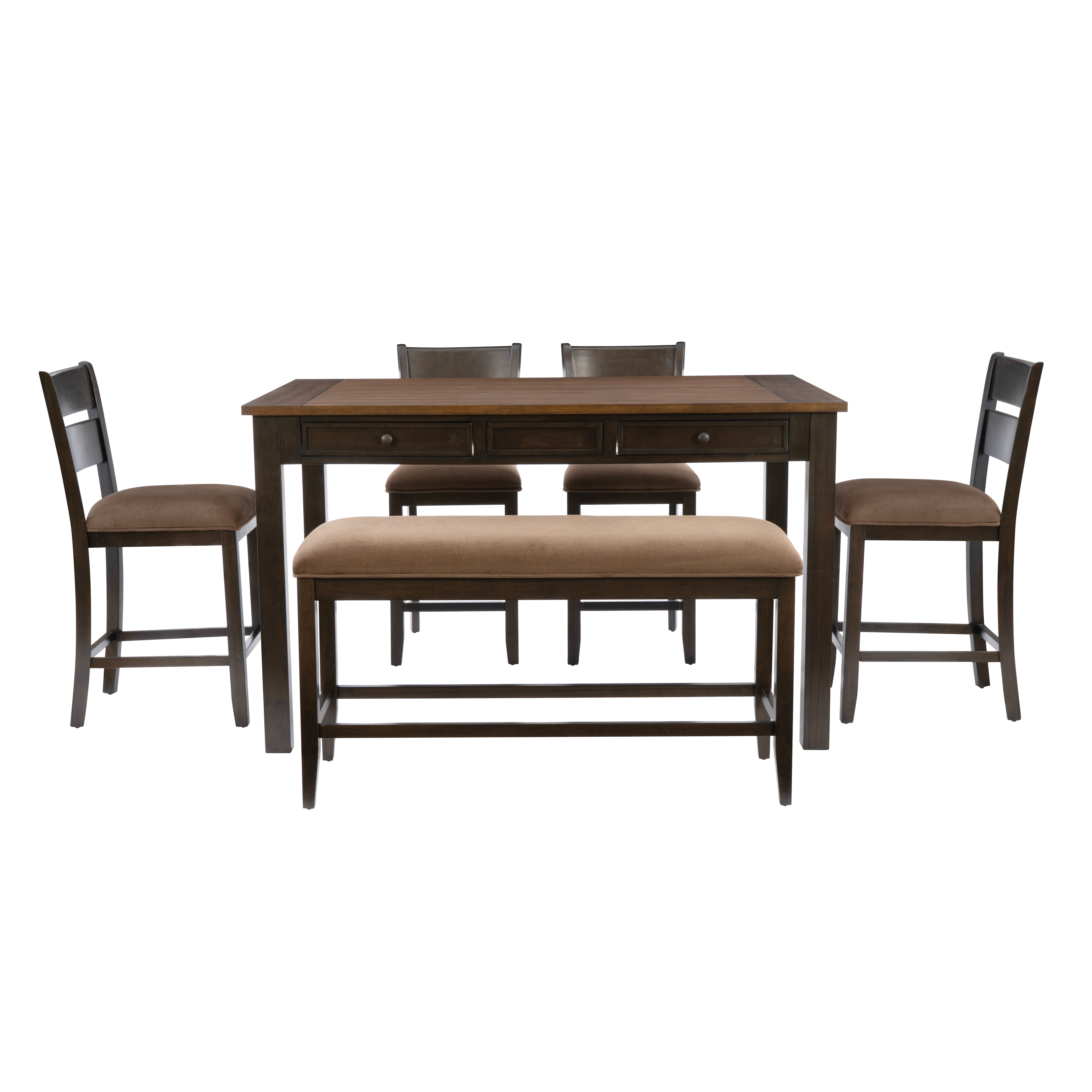 Powell McRae 6-Piece Counter Height Dining Set, Rustic Brown/Brown
