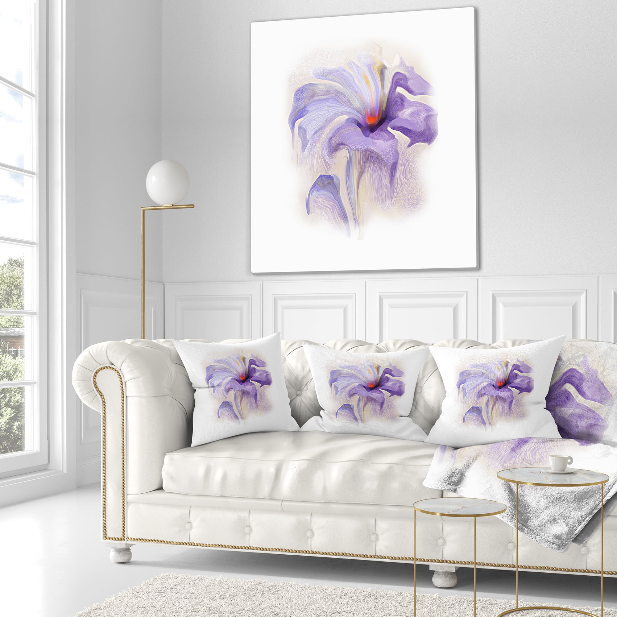 Designart Purple Flower Watercolor Illustration - Animal Throw Pillow - 18x18