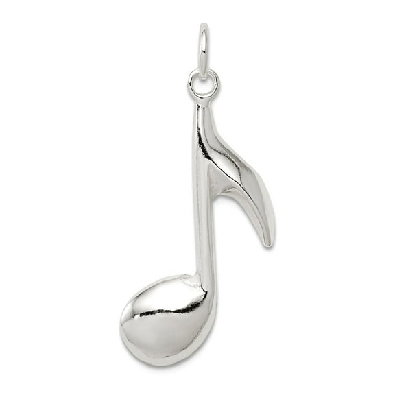 925 Sterling Silver Solid Polished Music Note Charm 27x15mm Wide Pendant Necklace for Women