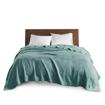 Pemberly Row Contemporary Egyptian Cotton Blanket in Teal King