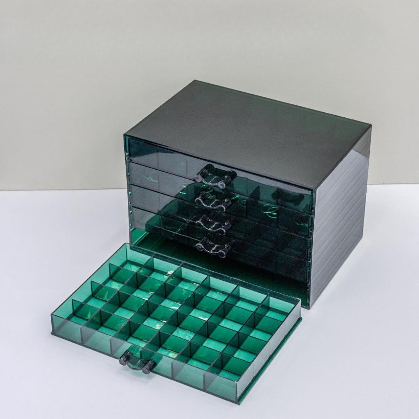 Milageto Nail Arts Storage Box 120 Jewelry Organizer for Earring Beads Glitters Dark Green