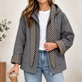 thumbnail image 5 of Alkepwun Detachable Hooded Jackets for Women Plaid Lining Inside Hood and Cuffs Zip Up Snap Button Loose Fit Casual Jacket with Pockets for Daily Wear Outdoor Activities, 5 of 7