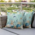 thumbnail image 3 of Marine Life Outdoor Pillow Covers Pack of 2 Blue Shell Starfish Coral Eucalyptus Leaves Green Background Waterproof Throw Pillow Covers Decorative Cushion Cases for Patio Garden Tent 18x18 inch, 3 of 9