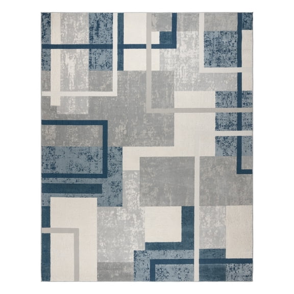 Gertmenian Ethan Abstract Geo Modern Geometric Blue Indoor Area Rug, 8x10