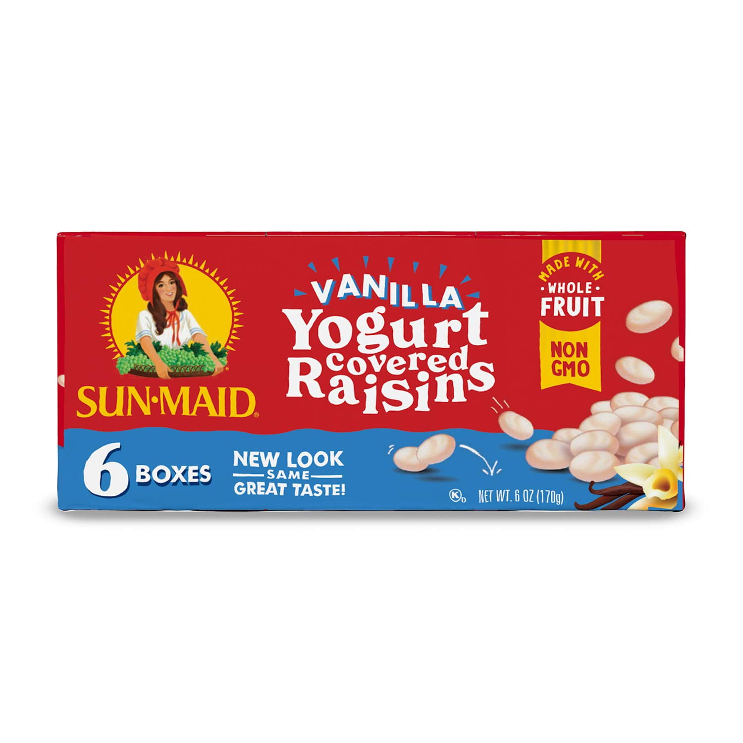 SunMaid Vanilla Yogurt Covered Raisins, 1 oz boxes (2Pack of 6 boxes