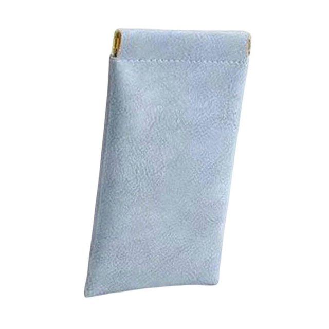 Portable Sunglasses Pouch Sunglasses Storage Pouch Soft PU Leather Case Blue