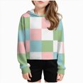 thumbnail image 2 of KPOPLK Teen Girl Hoodies Fall Winter 3-12 Years Pullover Long Sleeve Plaid Print Top Clothes Green,Size 12-13 Y, 2 of 4