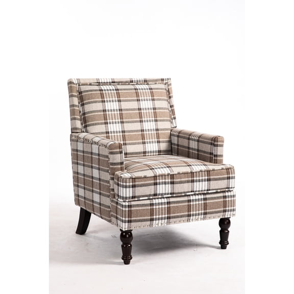 Vintage Blue And White Striped Linen Seat, Comfortable Accent Chair For Living Room, Upholstered Armchair, Fabric, Relaxing Area, Stable