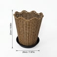 thumbnail image 2 of 8.6'' Woven Rattan Planter Basket with Saucer, Rustic Braided Wicker Planter with Scalloped Edge, Decorative Plant Pot Cover for Indoor Monstera, Pothos & House Plants, 2 of 6