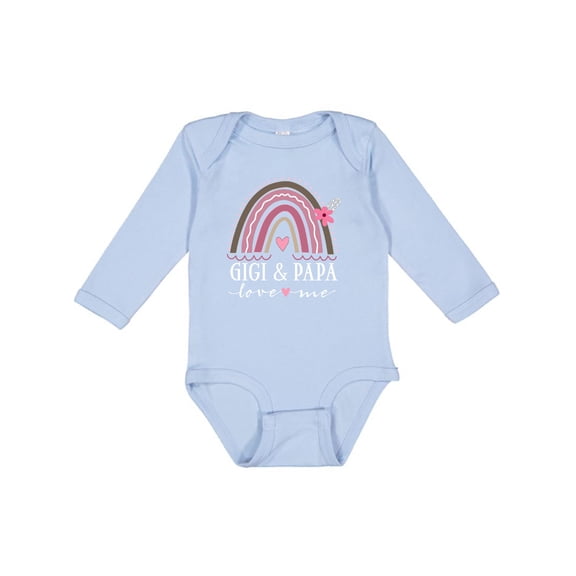 Inktastic Gigi and Papa Love Me Rainbow Girls Long Sleeve Baby Bodysuit