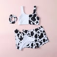 thumbnail image 2 of Xudanell Girl's 3 Piece Bikini Bathing Suit Printed Sport Swimsuits with Shorts Cove Up Sets Teen Girl's Swimwear (White, 12-14 Years), 2 of 6