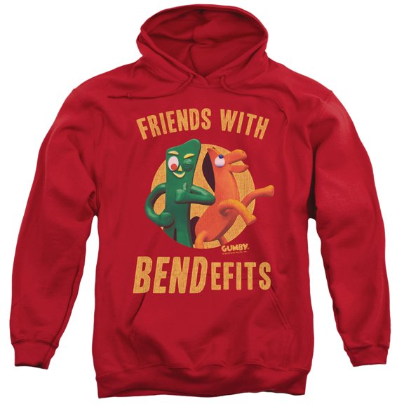 Gumby Bendefits Adult Pullover Hoodie Sweatshirt Red