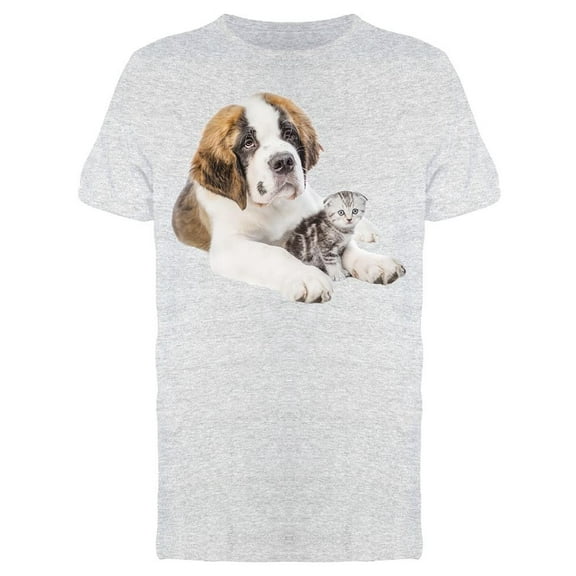 St. Bernard With Kitten Tee Men's -Image by Shutterstock
