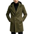 thumbnail image 2 of Trikvn Men Peacoat Wool Winter Trendy Tweed Long Hooded Double Breasted Overcoat Warm Vintage Outerwear with Pockets Thermal, 2 of 8