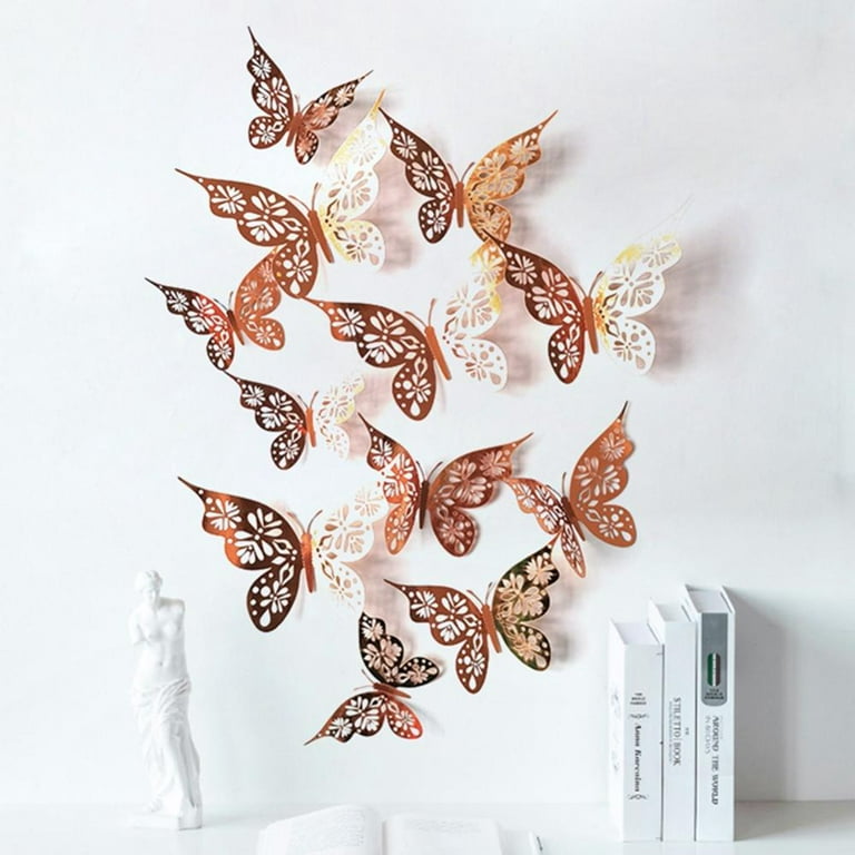 Acrylic Mirror Wall Decor, Butterfly Wall Decorations, 2 Sizes Butterfly  Stickers Wall Decals, 50 Pcs DIY Hollow Wall Stickers Self Adhesive Mirrors