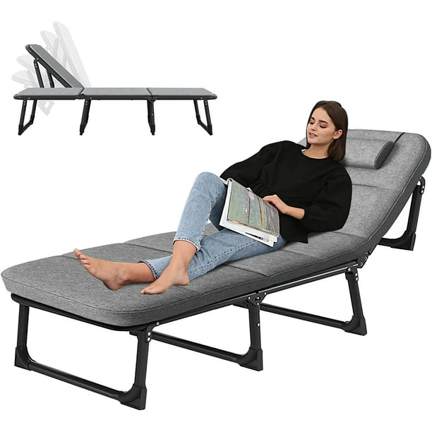 Slsy 4Fold Folding Bed with Mattress & Pillow, Portable Sleeping Cots