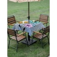 thumbnail image 4 of Outdoor Tablecloth with Umbrella Hole for Patio/Picnic/Party/Camping, Blue Rustic Farmhouse Waterproof Table Cloth Square Cover Washable, Country Turquoise Floral Daisy (54"x 54"), 4 of 9