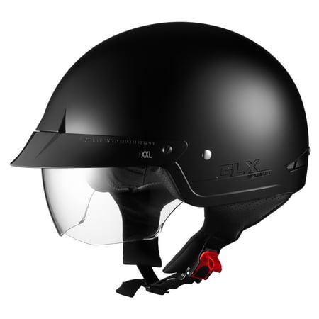 GLX Cruiser Scooter Motorcycle Half Helmet DOT Approved + 2 Retractable (Best Half Helmet Bluetooth)