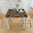 thumbnail image 3 of nygtbtfer  Halloween Jack O Lantern Pumpkin Farm Vinyl Flannel Backed Tablecloth, Black Gingham Check Pumpkins and Bats Halloween Vinyl Tablecloth with Flannel Backing, 3 of 7