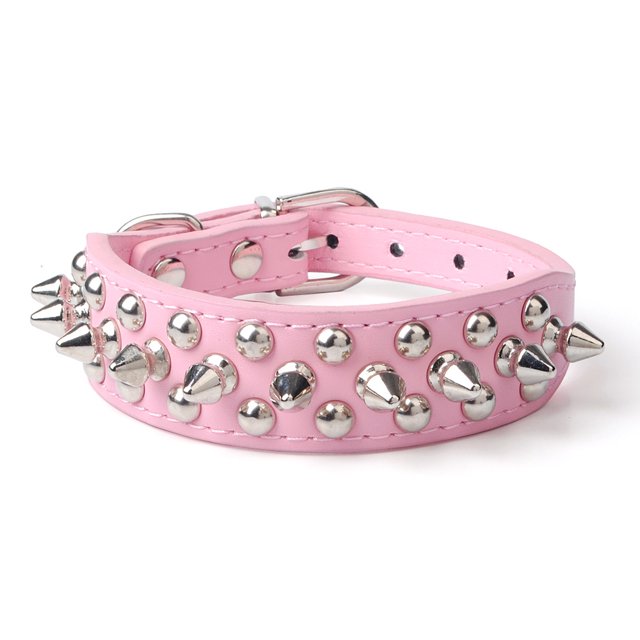 Collar de perro de cuero clavado Zefei Wu collar de perro remachado de uñas de bala rosa 61 * 3,5 cm