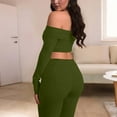 thumbnail image 4 of Gytharion Lounge Sets for Women 2 Piece Outfits Long Sleeve Off The Shoulder Tops and Elastic Waist Long Pants Sets Fashion Slim Fit Tracksuit Sets for Prom Party, 4 of 7